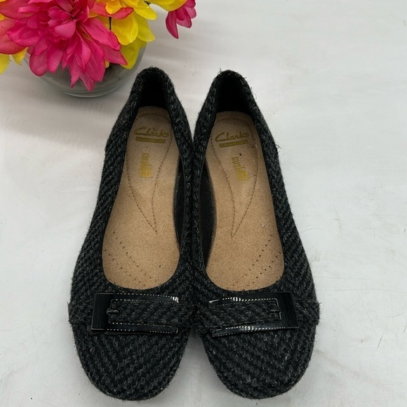 Clarks Gray Black Tweed Ballet Flat Size 6.5 - Picture 1 of 11